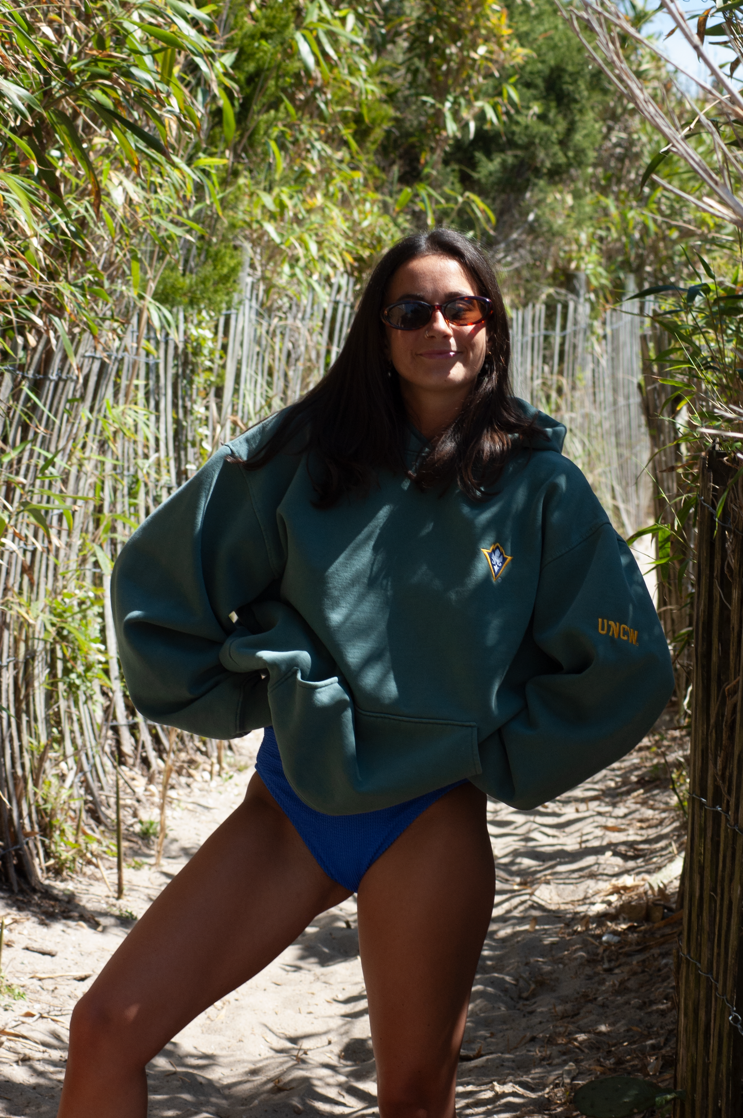 UNCW Seahawk Badge Cropped Oversized Hoodie